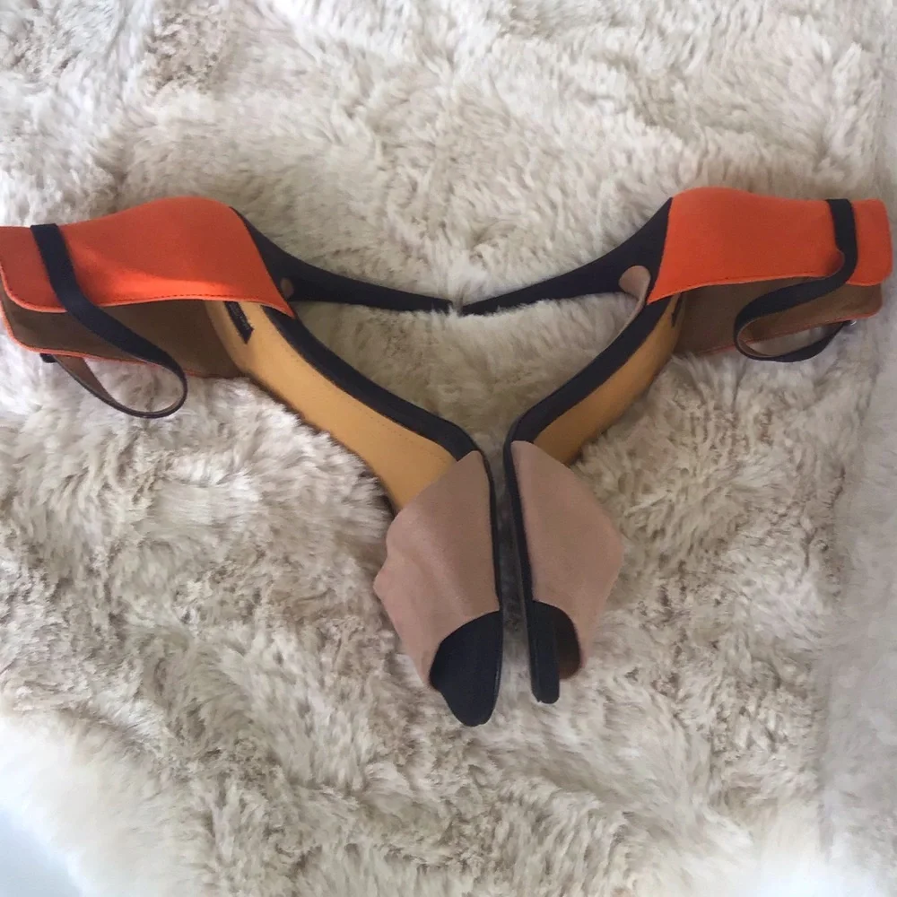 Zara colorblock ankle strap stiletto heels